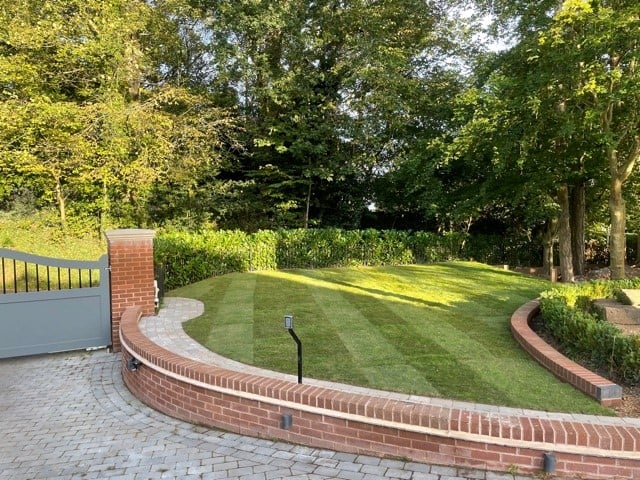 Fresh turf laid in a private garden