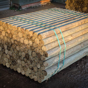 1.5m x 60mm Round Treated Wooden Post Stakes