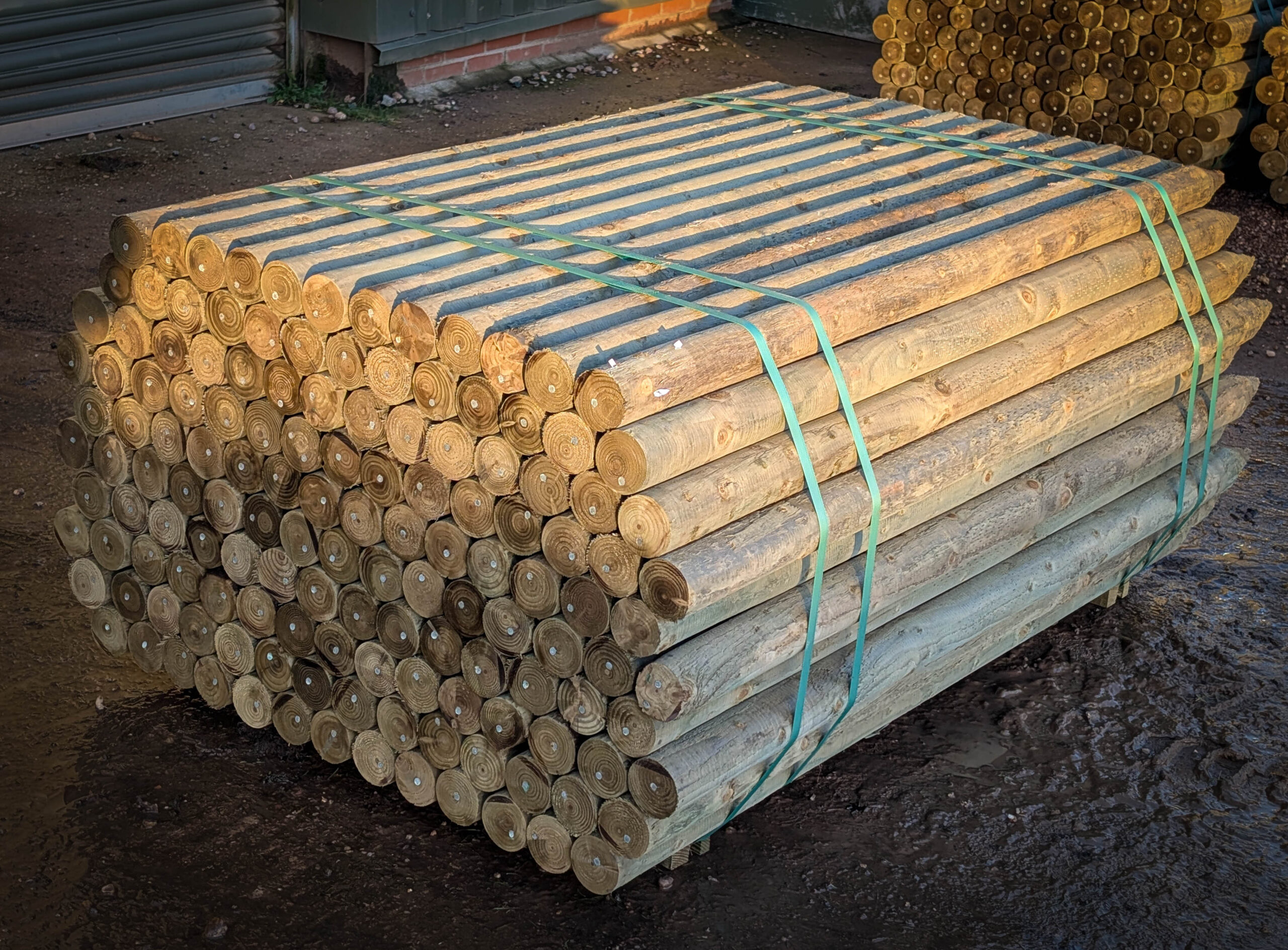 1.5m x 60mm Round Treated Wooden Post Stakes